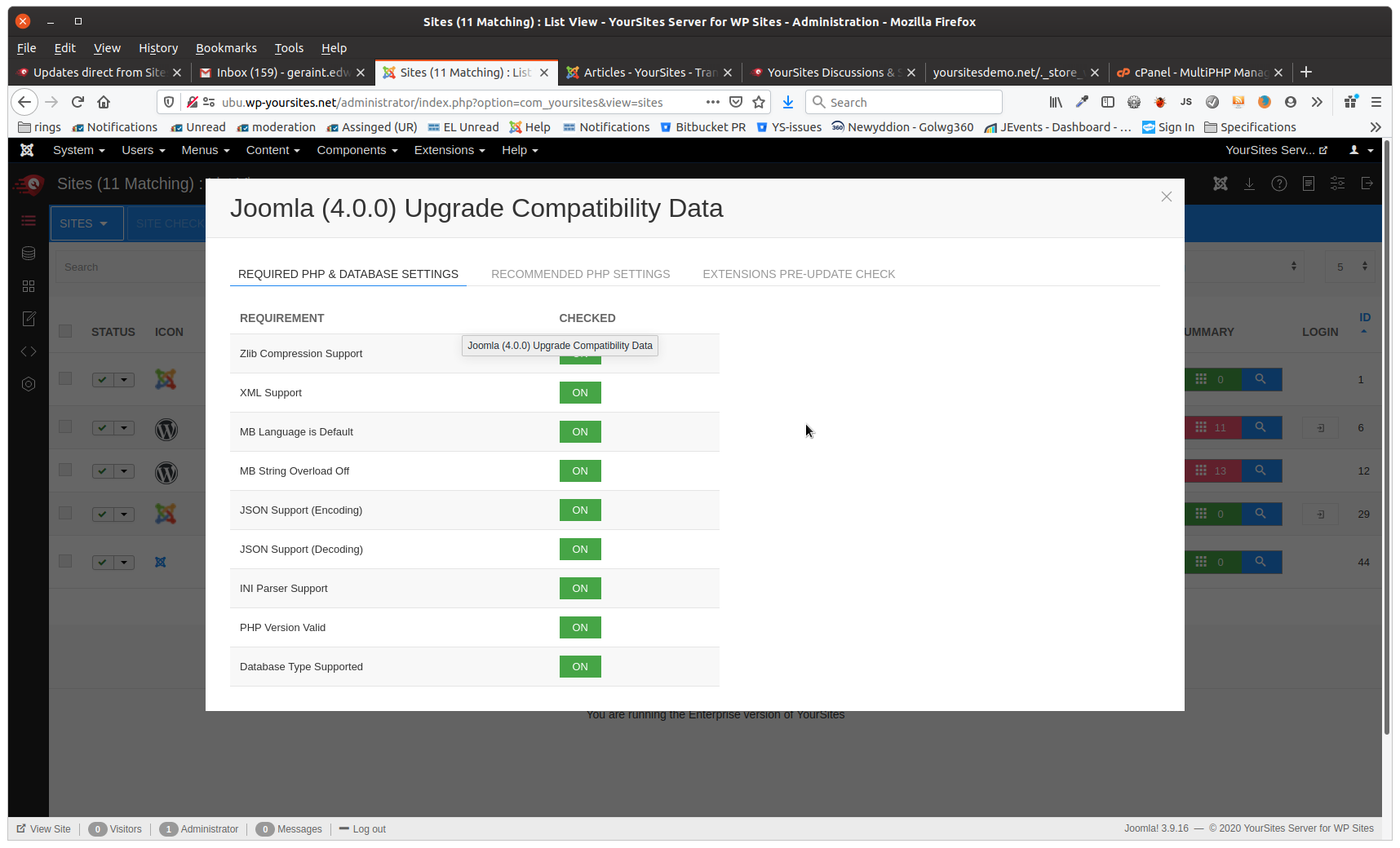 Required PHP and DB Settings