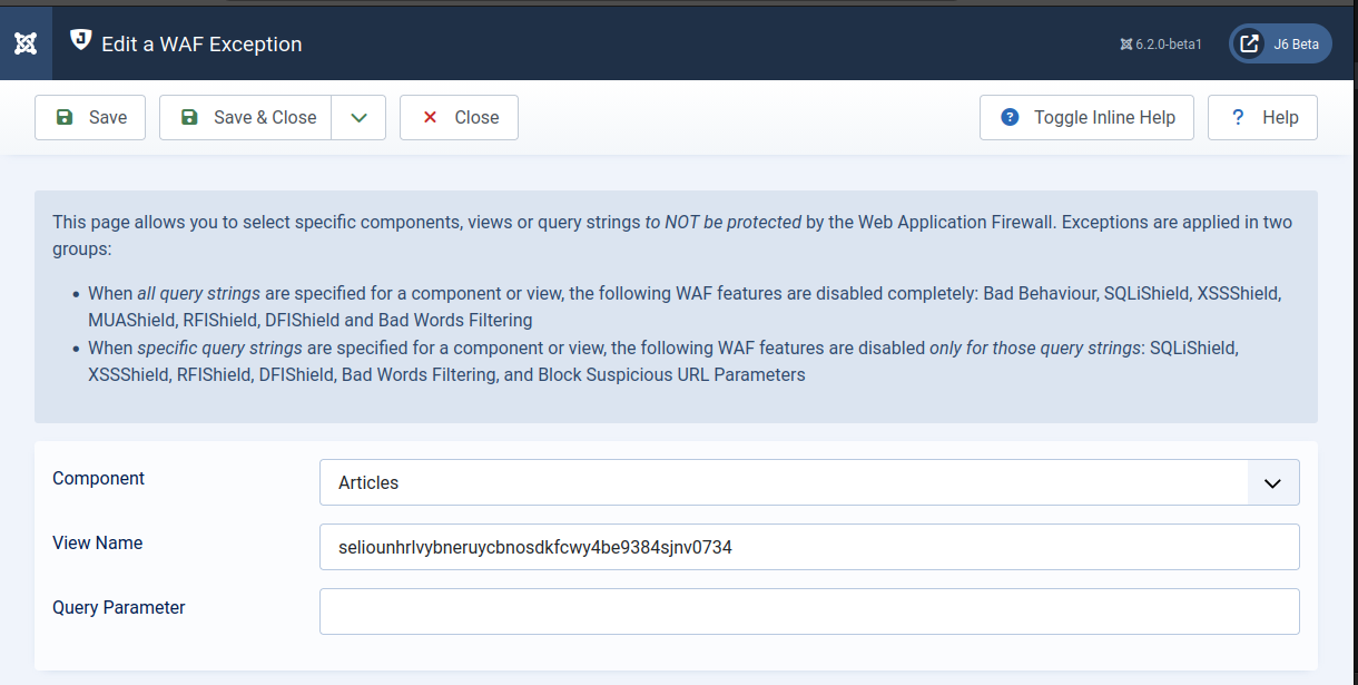 Custom WAF Exception