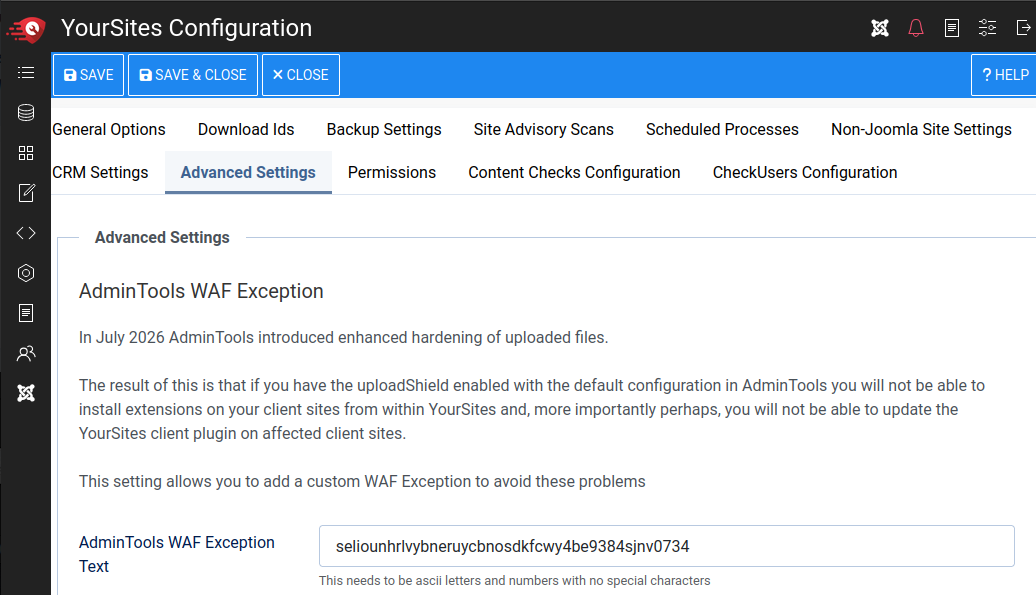 WAF Config in YourSites